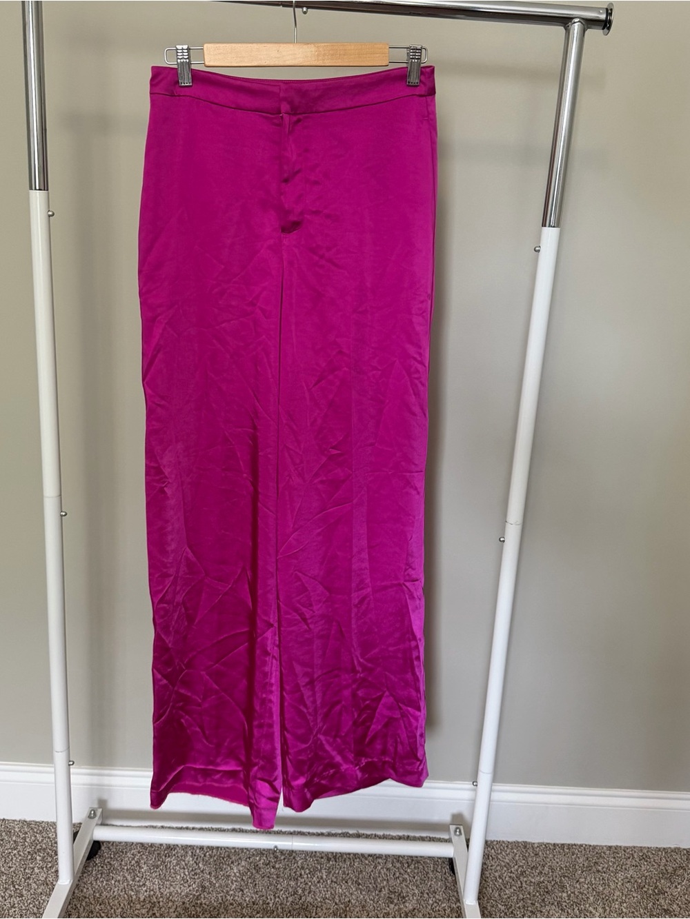 House of Harlow 1960 Satin Wide-Leg Pants in Fuchsia